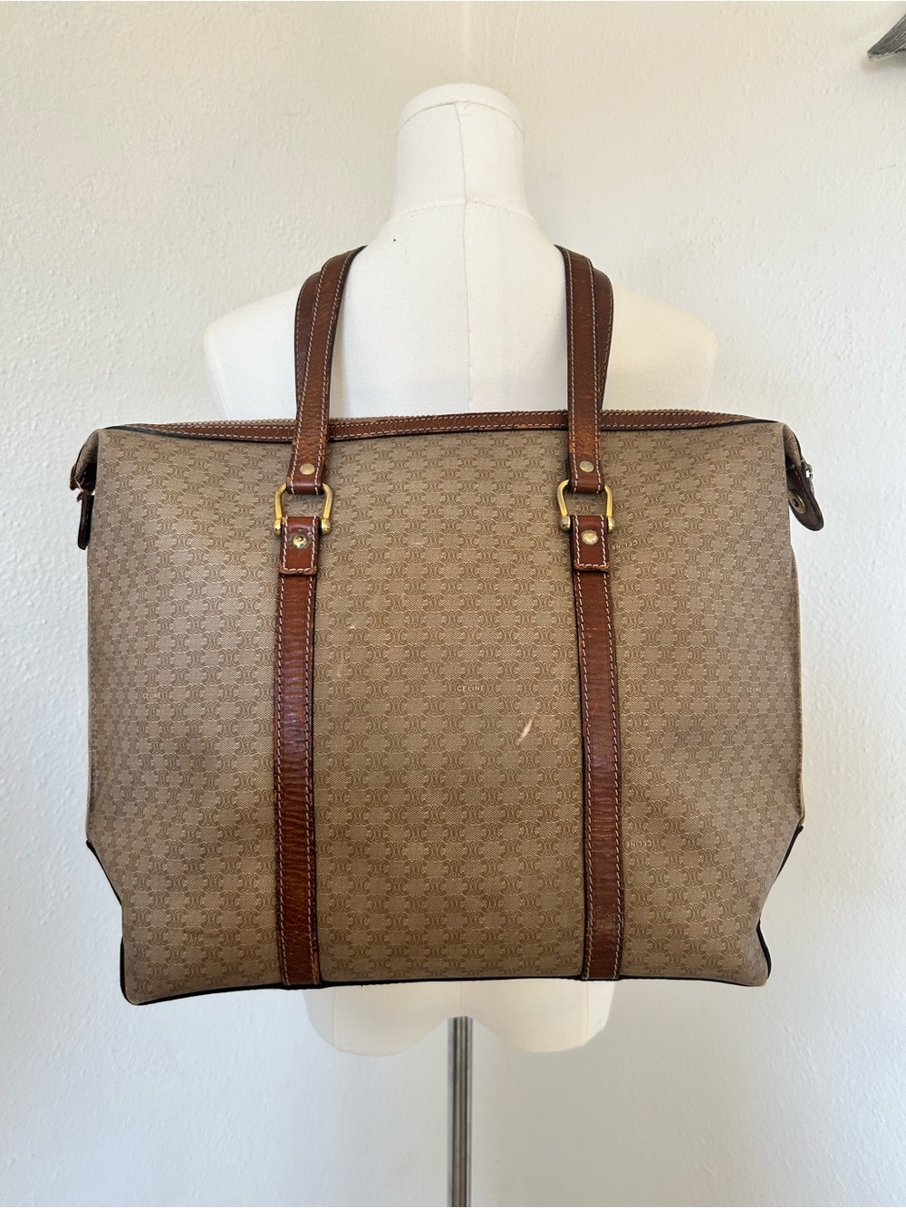 Vintage Celine Macadam Monogram Tote Travel Bag REHAB - Picture 5 of 16